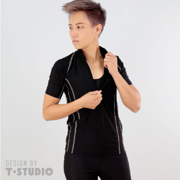 【T-STUDIO】｜造型立領短袖泳衣 0