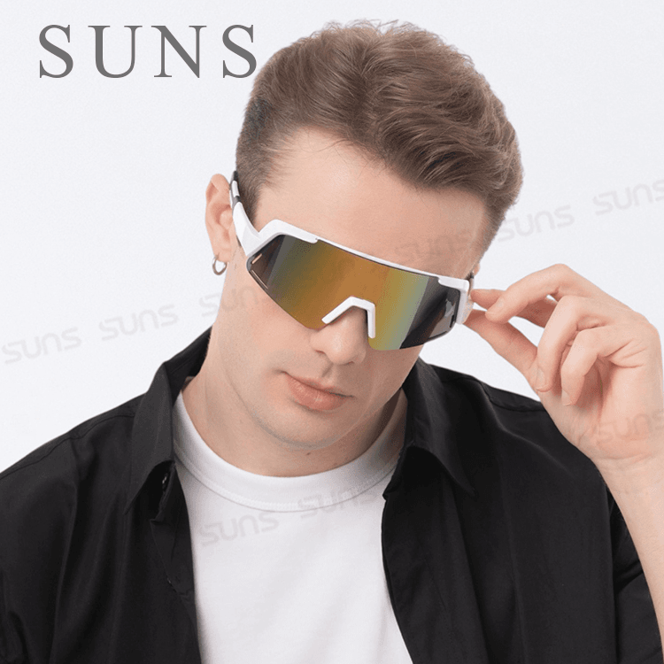 【suns】MIT戶外運動大框偏光墨鏡 風鏡柱面 白框紅水銀 抗UV400【S517】 2