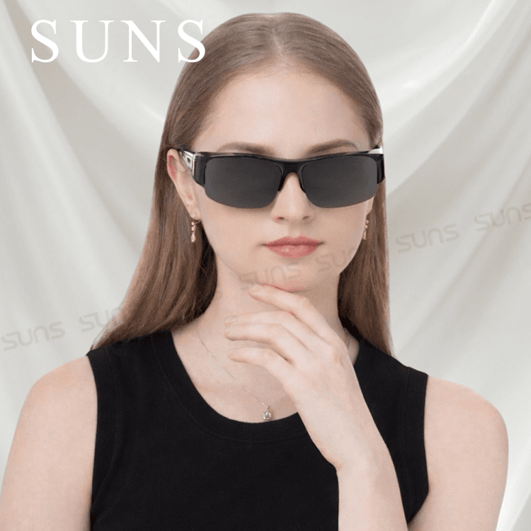 【suns】偏光太陽眼鏡 半框黑灰色 抗UV400 (可套鏡) 1