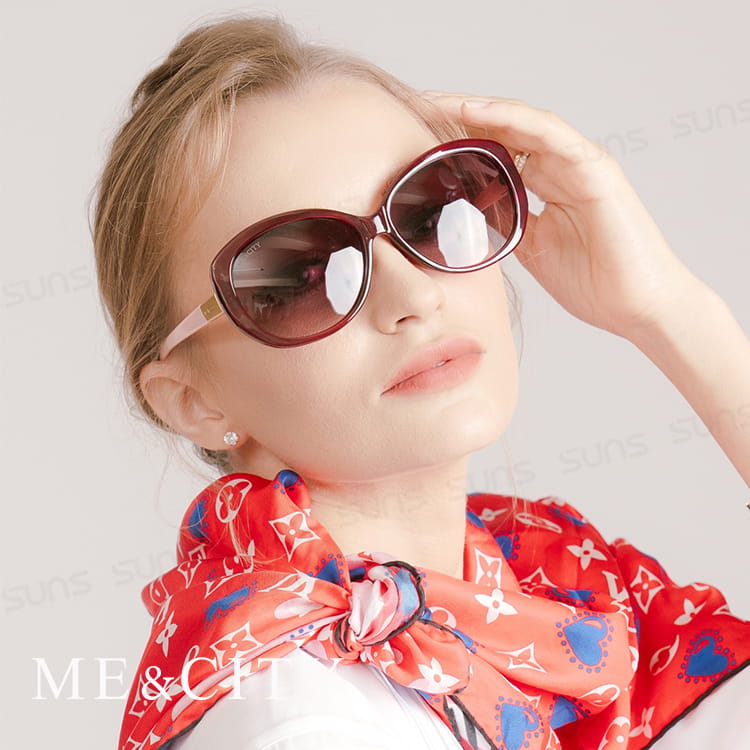 【ME&CITY】 時尚甜美酒紅簡約太陽眼鏡 抗UV (ME 1202 E06) 1