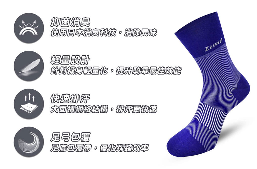 【力美特機能襪】自行車襪Basic(紫) 3