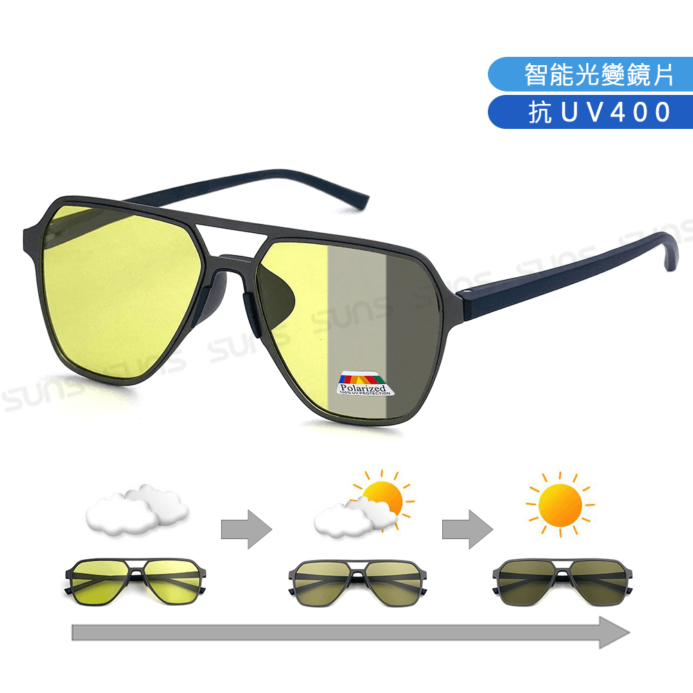 【suns】日夜兩用變色偏光太陽眼鏡 飛行員方框墨鏡 抗UV 【7785】 0