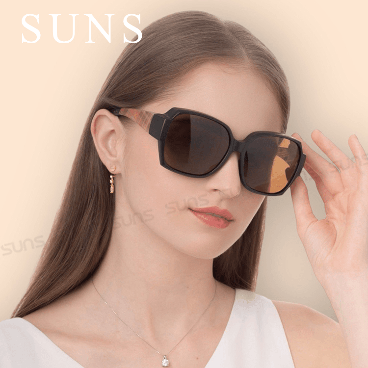【suns】時尚韓版ins英倫風霧茶系列 大框偏光墨鏡 抗UV400 (可套鏡) 1