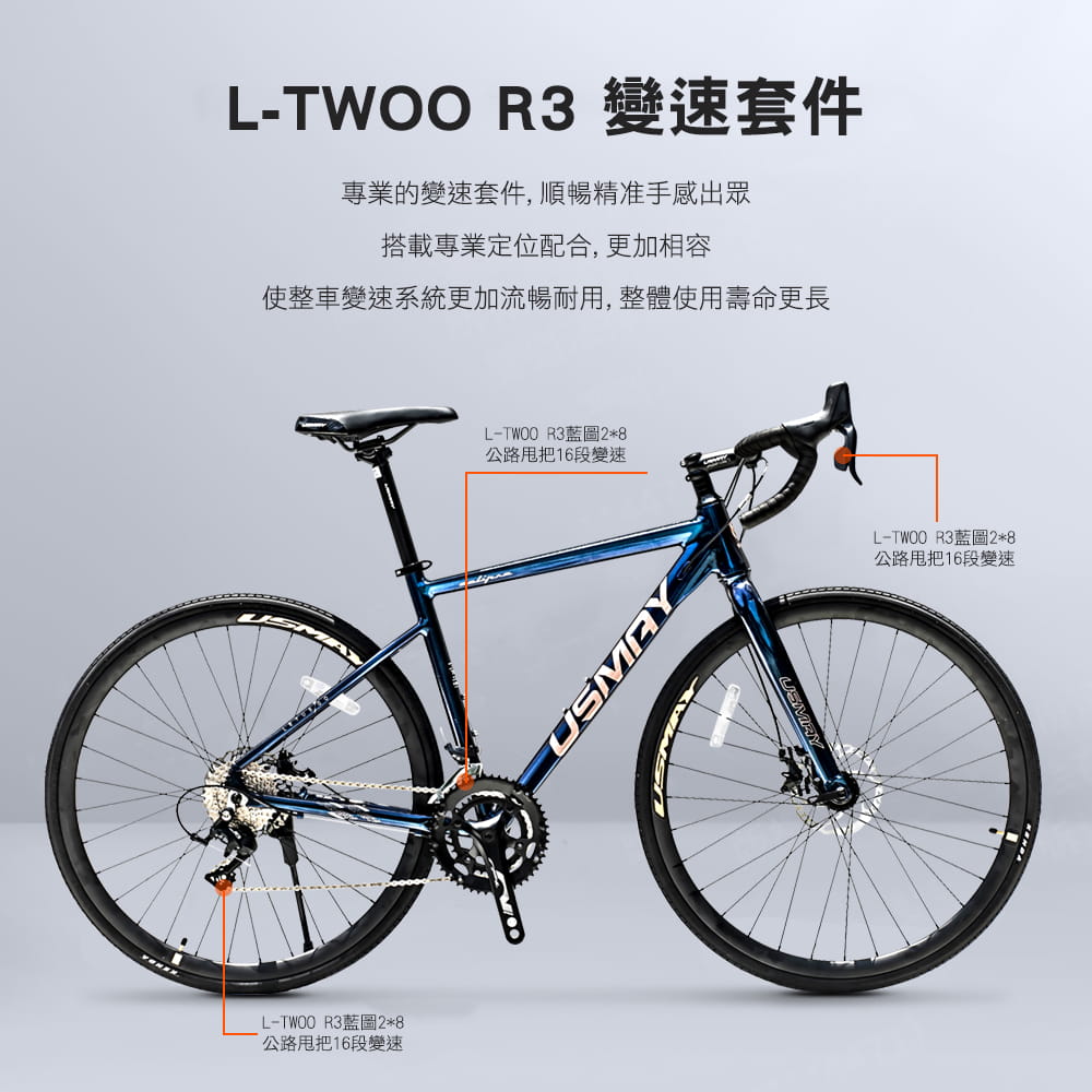 SPORTONE U31 PRO 鋁合金內走線彎把碟煞16速 L-TWOO R3甩把公路車煞變合一 5