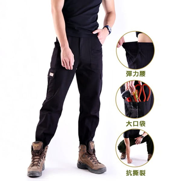 【JU休閒】百分百純棉 彈力腰圍 透氣多口袋休閒褲 （有加大尺碼） 0