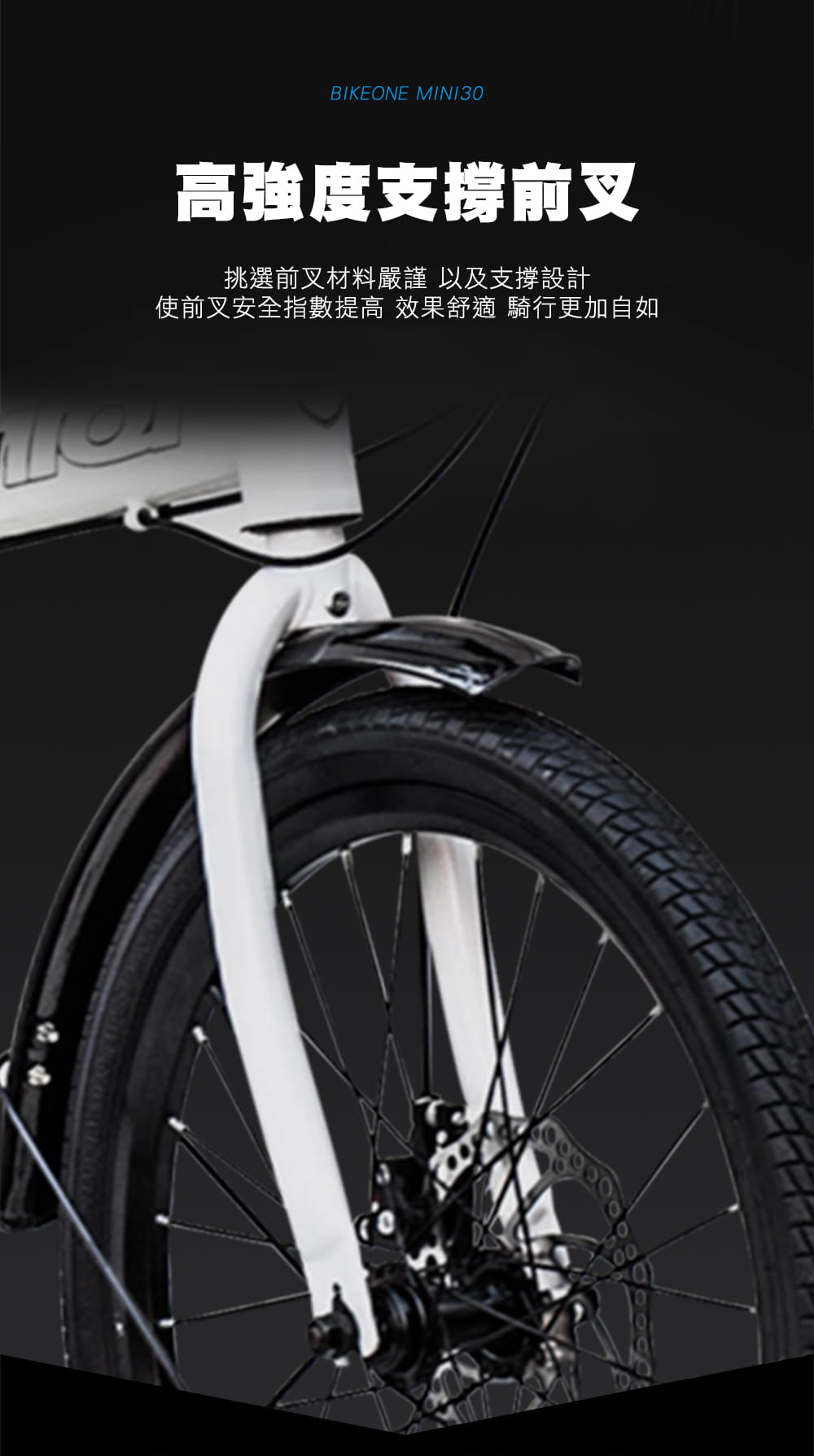BIKEONE MINI30 20吋7速碟煞折疊車 搭配前後雙碟煞與擋泥板後貨架 10