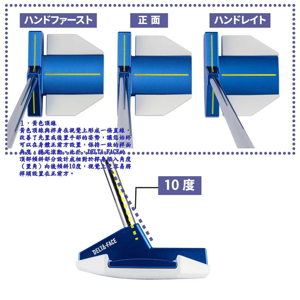 【CAIYI 凱溢】Kasco BLUE9/9 DELTA-FACE高爾夫推桿 日本品牌 12