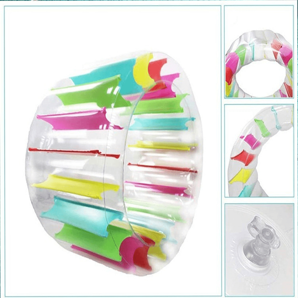 戶外充氣大滾筒 爬行彩虹滾輪 水上戲水互動 夏季游泳池戲水玩水 小號【SV61333】 2