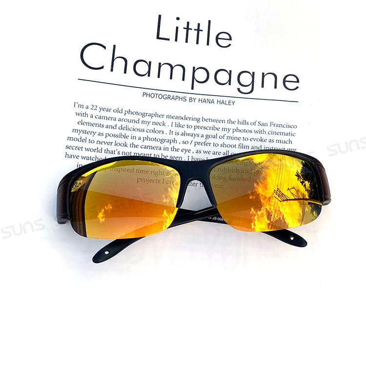 【suns】偏光太陽眼鏡 半框黃水銀 抗UV400 (可套鏡) 2