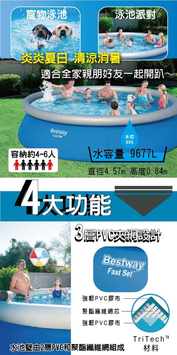 【Bestway】快速充氣泳池 附過濾器 1