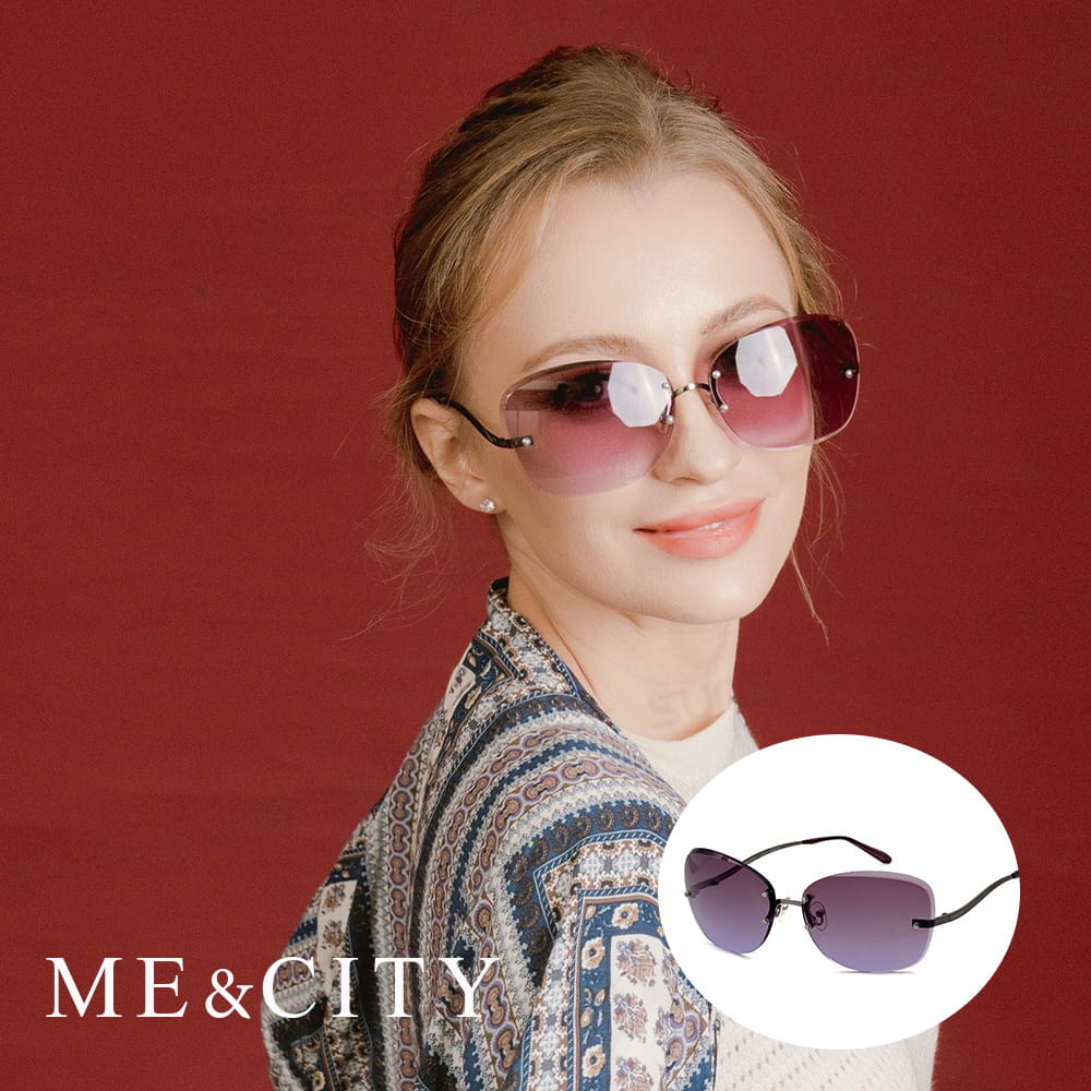 【ME&CITY】 曲線無框造型太陽眼鏡 抗UV400 (ME 1222 C08) 0
