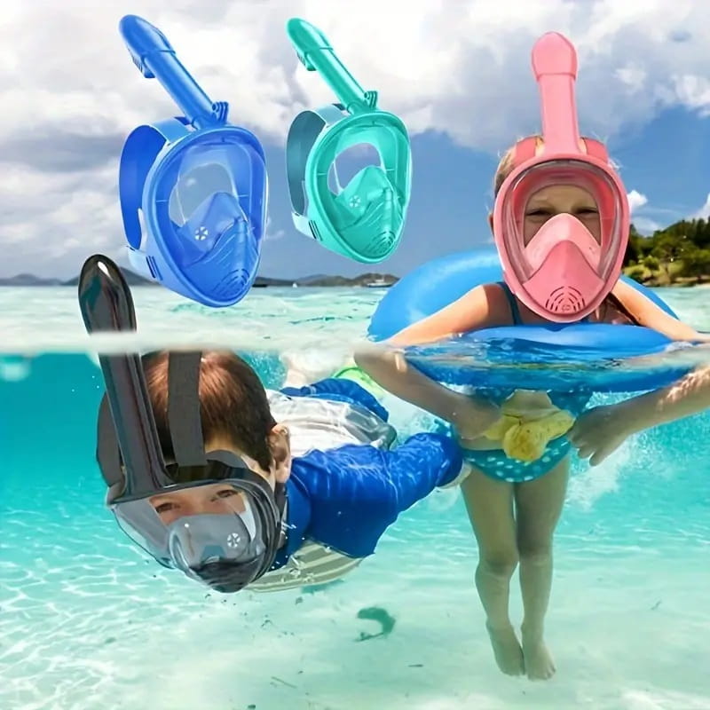三代兒童 全罩式浮潛呼吸面罩 折疊浮潛 鼻子呼吸管 游泳潜水神器【SV61217】 2