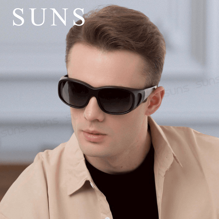 【suns】偏光特大款黑灰色套鏡太陽眼鏡  抗UV400 (可套鏡) 3