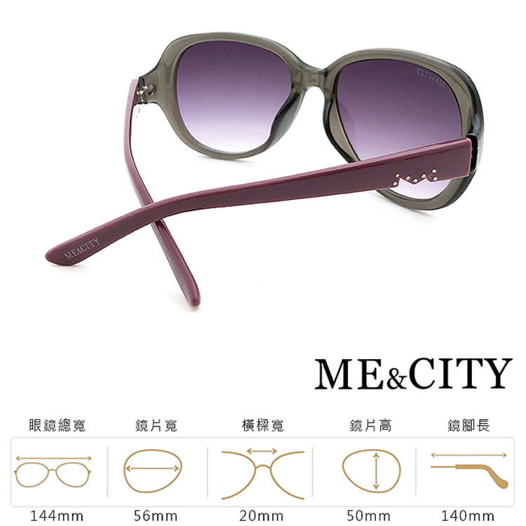 【ME&CITY】 歐美精緻M字母鑲鑽太陽眼鏡 抗UV (ME 1215 C01) 11