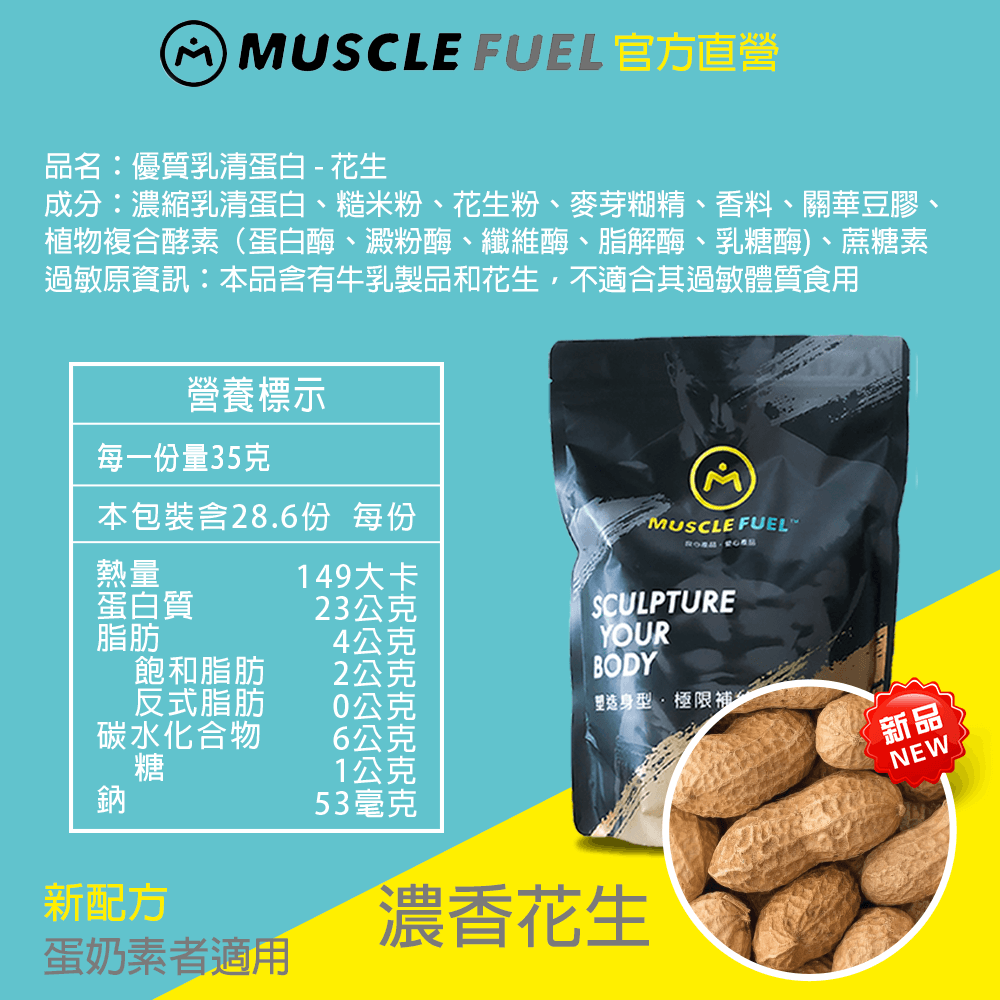 【Muscle Fuel】超進階乳清蛋白 1kg袋裝｜天然無化學味｜乳糖不耐 低GI 適用 7
