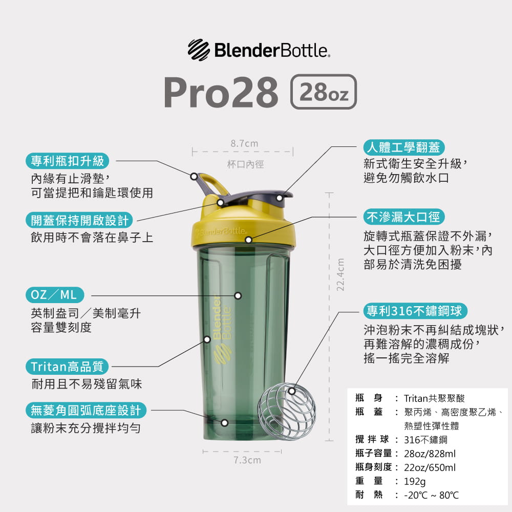 【Blender Bottle】Pro28系列｜Tritan｜透亮搖搖杯｜28oz 8