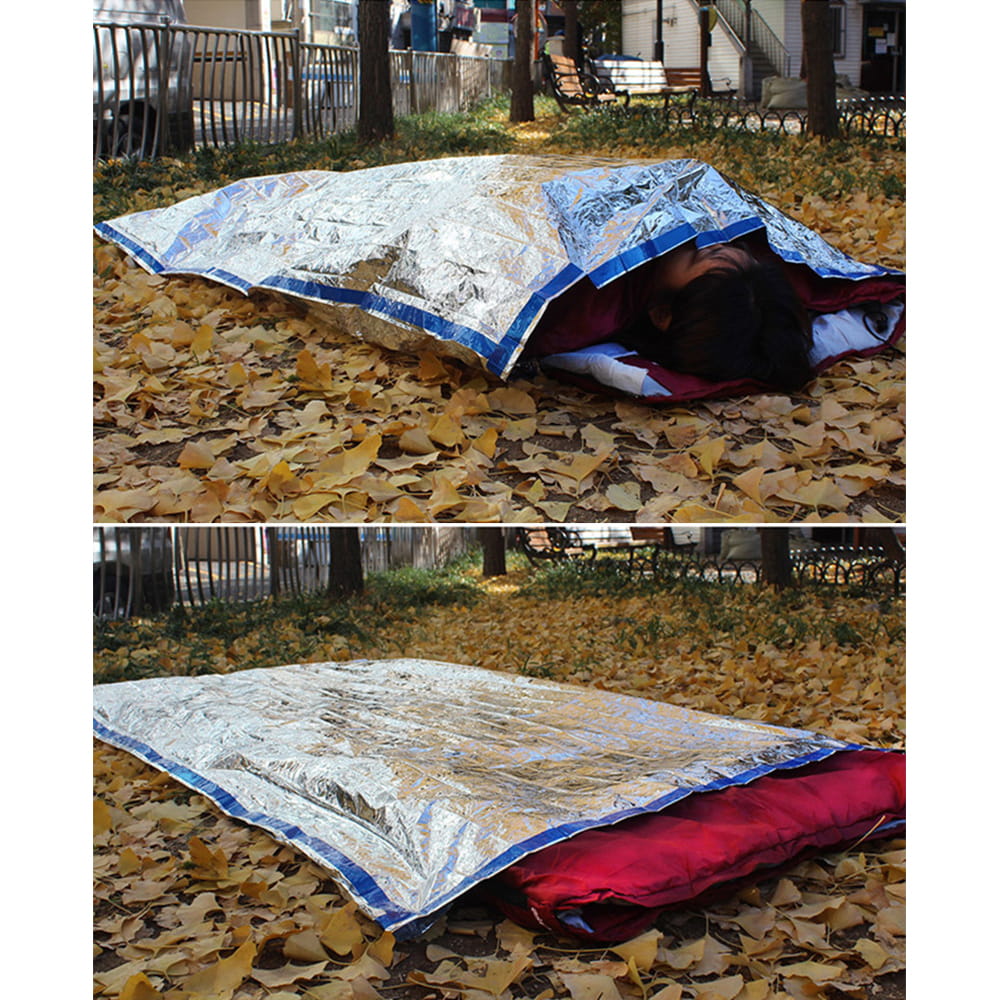 【Outkeeper】戶外露營應急防髒污保溫睡袋罩(銀色) 5