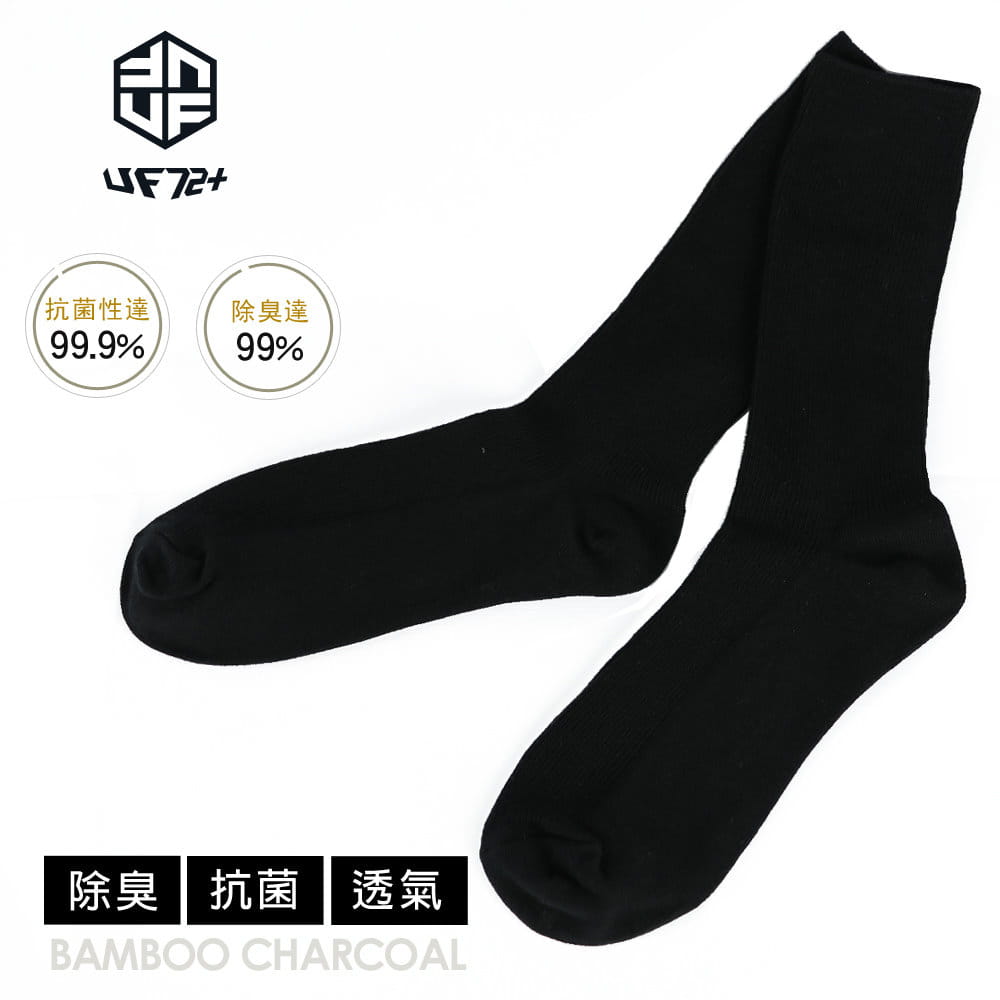 【UF72+】UF5025 elf除臭竹炭條紋中統休閒襪 0