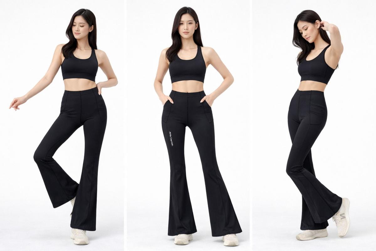 【Attis亞特司】女膠原高腰喇叭瑜珈褲-黑色 2