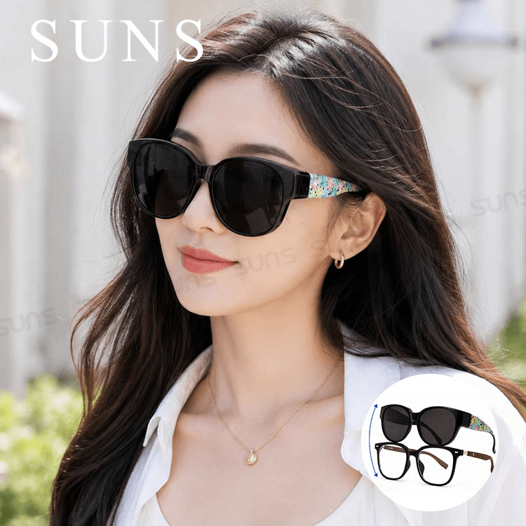 【suns】時尚花漾圓框偏光太陽眼鏡 抗UV400 (可套鏡) 0