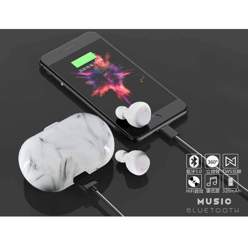 大理石無線雙耳耳塞式 MCK-TS4 真無線藍牙耳機 公司貨 經典/玫瑰大理石 2.4G 智能降噪 4