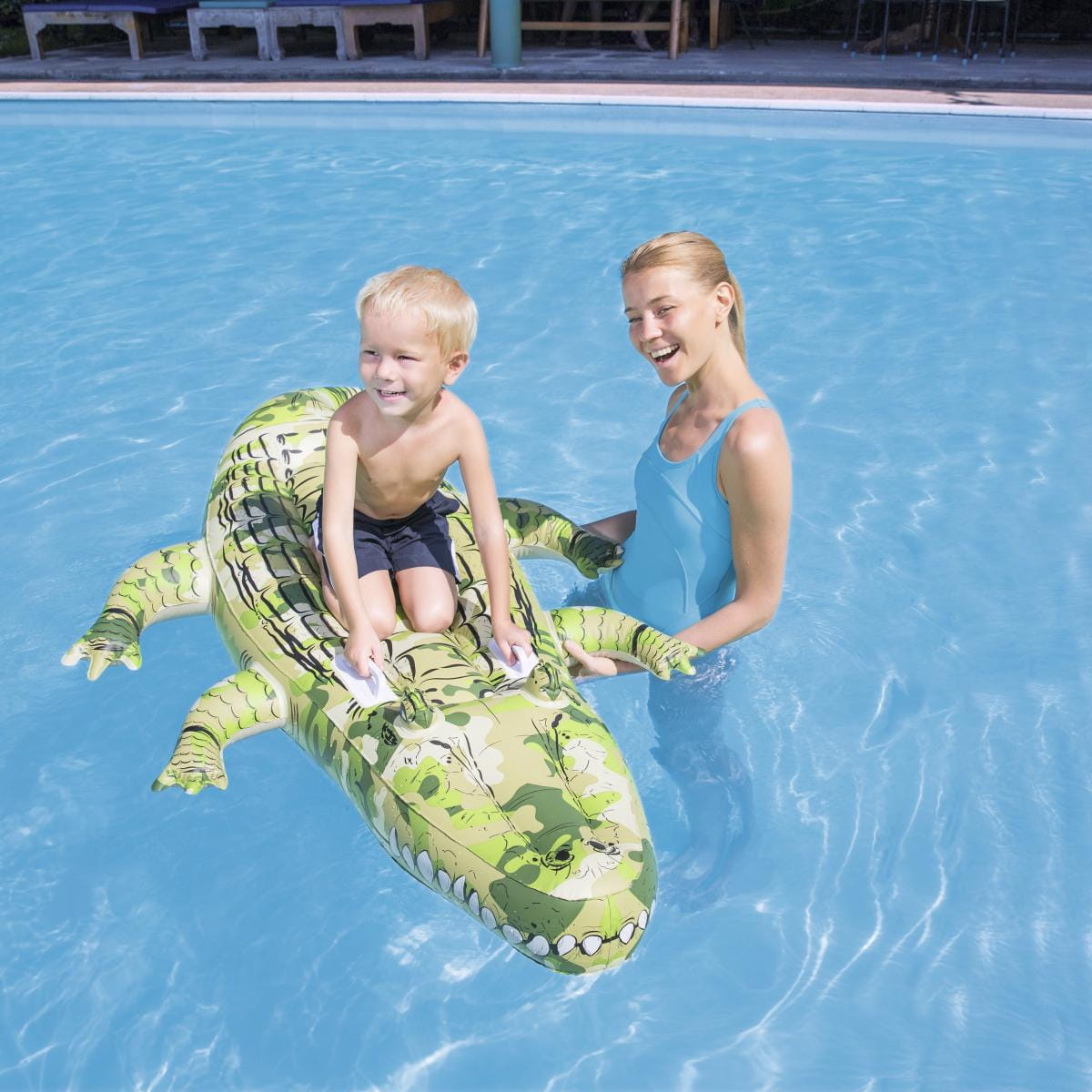 【Bestway】 趣味鱷魚助浮充氣坐騎泳圈 0