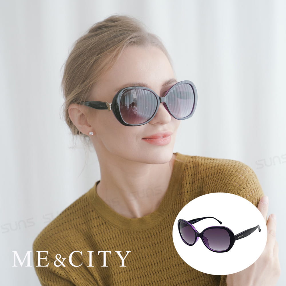 【ME&CITY】 歐美質感蝶飾太陽眼鏡 抗UV(ME 1206 L01) 0