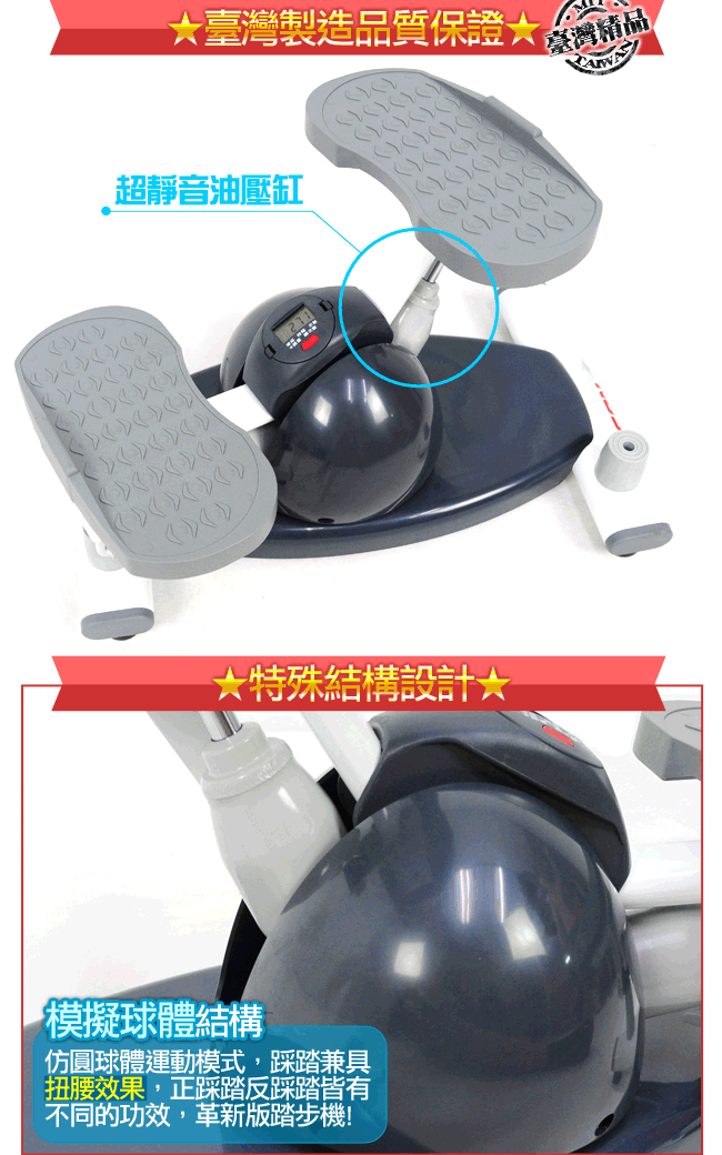 【SAN SPORTS】台灣製造搖擺踏步機(結合跑步機+扭扭盤) 5