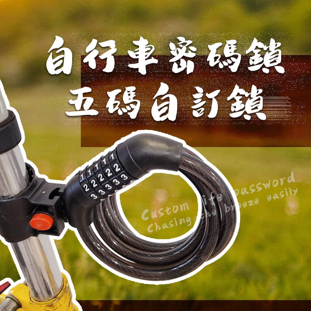 【DIBOTE】  迪伯特 5碼自行車自訂密碼鎖(附固定座) 10mm腳踏車密碼鎖 0