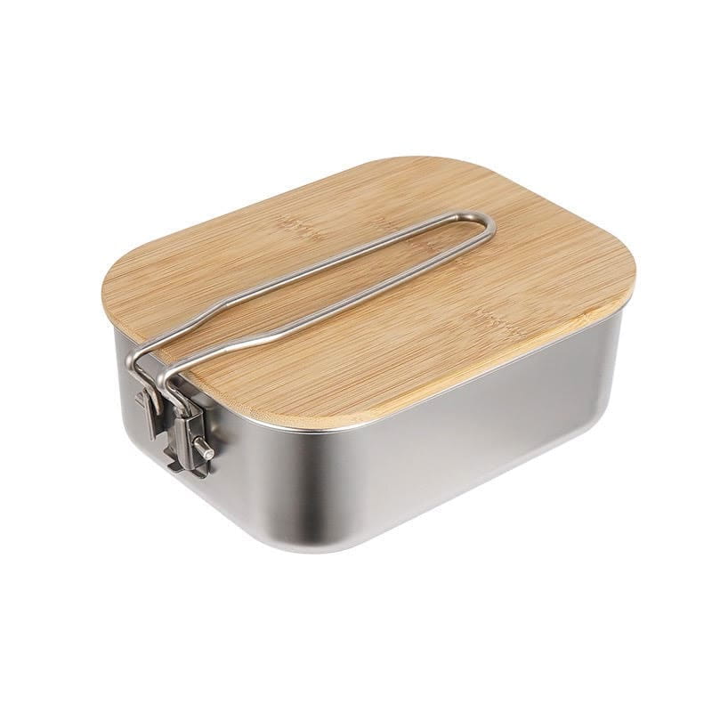 【CAIYI 凱溢】CLS 304不鏽鋼竹木蓋板 煮飯盒 餐具 烹飪鍋 野營野餐 便當盒 6