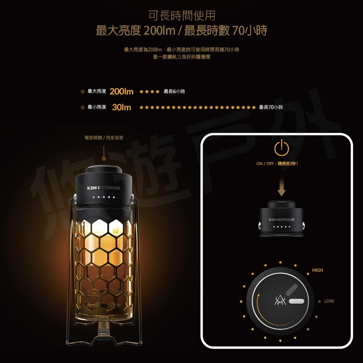 【KZM】風潮LED復古露營燈 K21T3O01 (悠遊戶外) 4