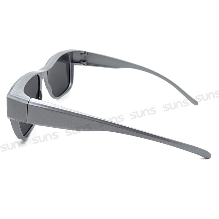【suns】時尚方框科技銀偏光太陽眼鏡 抗UV400 (可套鏡) 8