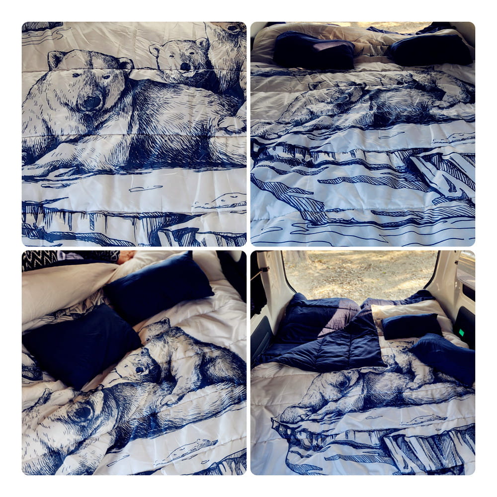巨安戶外【112021916】 北極熊圖案 雙人附枕頭保暖睡袋情侶款成人戶外露營室內加厚保暖睡袋 6