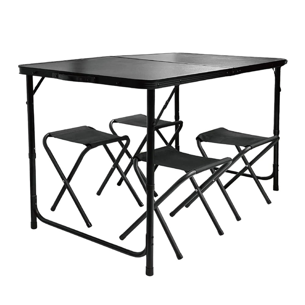OUTDOORONE 墨黑四人折疊桌椅組 1桌4椅一體收納設計攜帶便利BLACK墨黑配色簡約有質感 0