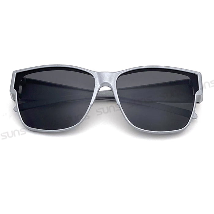 【suns】時尚方框科技銀偏光太陽眼鏡 抗UV400 (可套鏡) 5