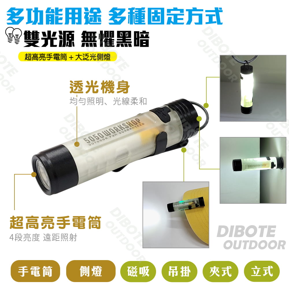 【DIBOTE】 迪伯特 迷你手電筒 帽夾燈 口袋燈 磁吸工作燈 露營燈 3