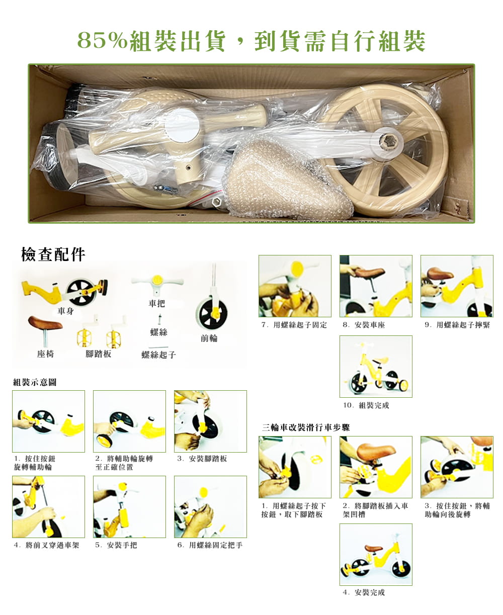 BIKEONE MINI31 一車二用平衡車亦是三輪車尼龍玻纖材質滑行車超高顏值多色可選 18