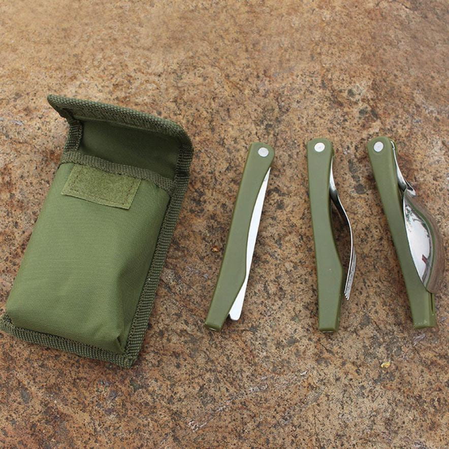 【Outkeeper】戶外可摺疊輕量化露營旅行三件組不鏽鋼餐具湯匙/叉子/刀子 0
