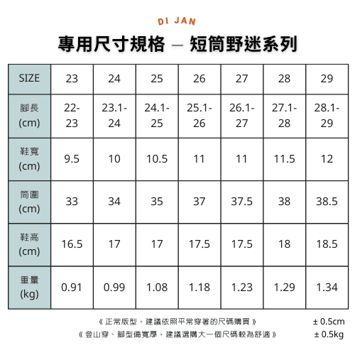 DI JAN 短筒野迷黑 登山雨鞋 10
