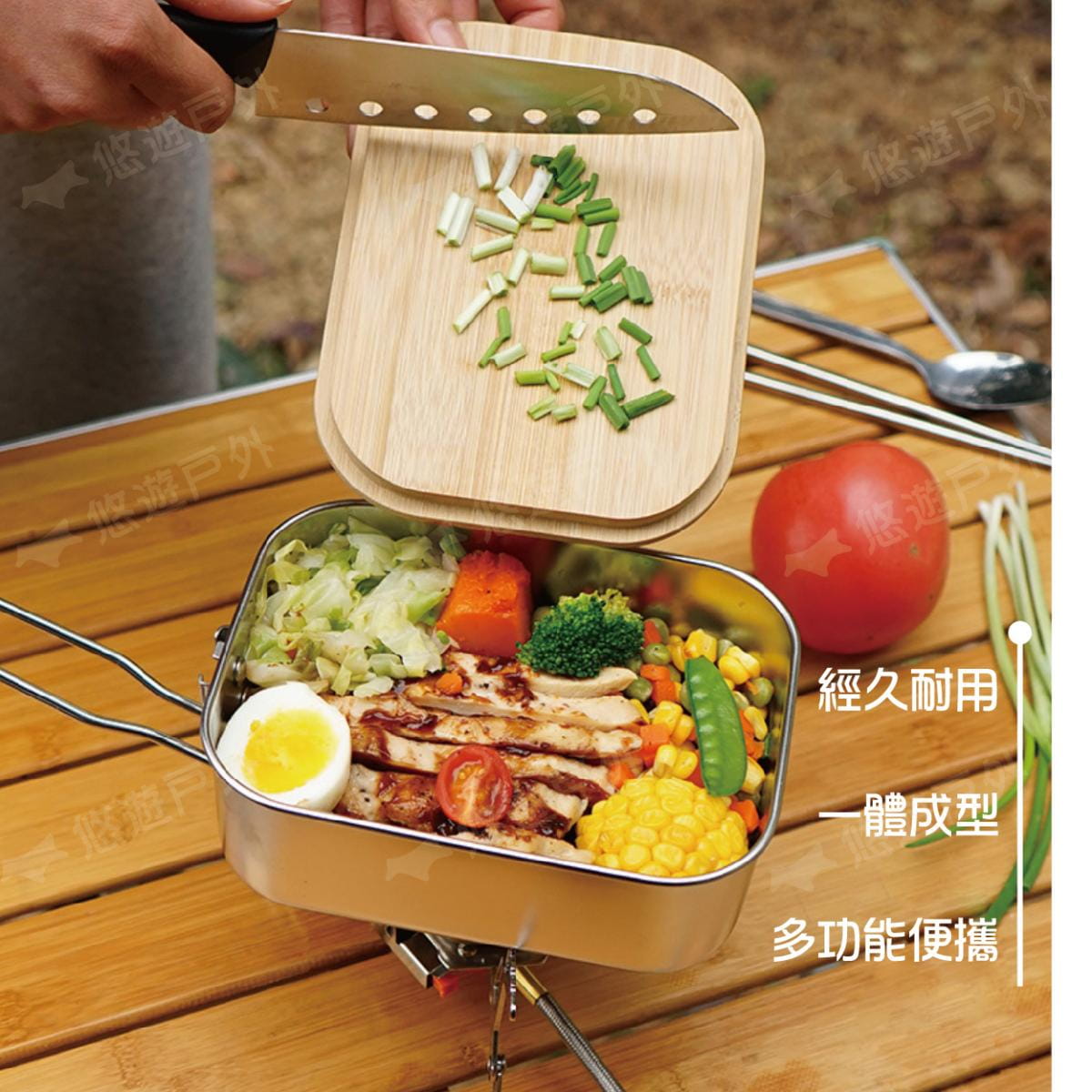 【CLS 】竹木板蓋不鏽鋼野餐盒 悠遊戶外 2
