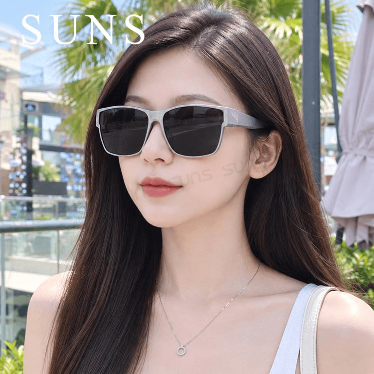 【suns】時尚方框科技銀偏光太陽眼鏡 抗UV400 (可套鏡) 1