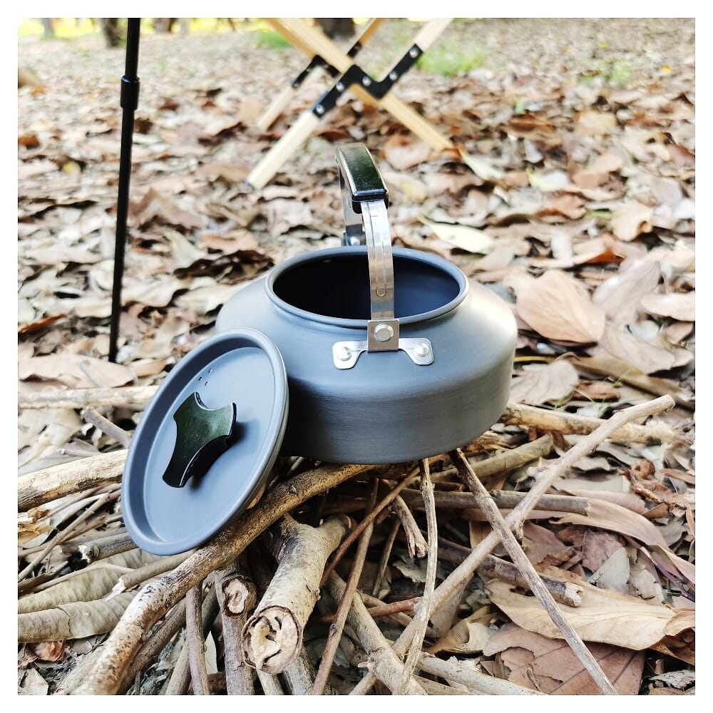 野外茶壺野營鋁合金1.1L咖啡壺便攜開水壺 0