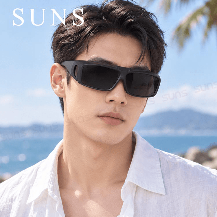 【suns】上翻式偏光墨鏡 方框包覆式眼鏡(可套鏡) 抗UV400 2