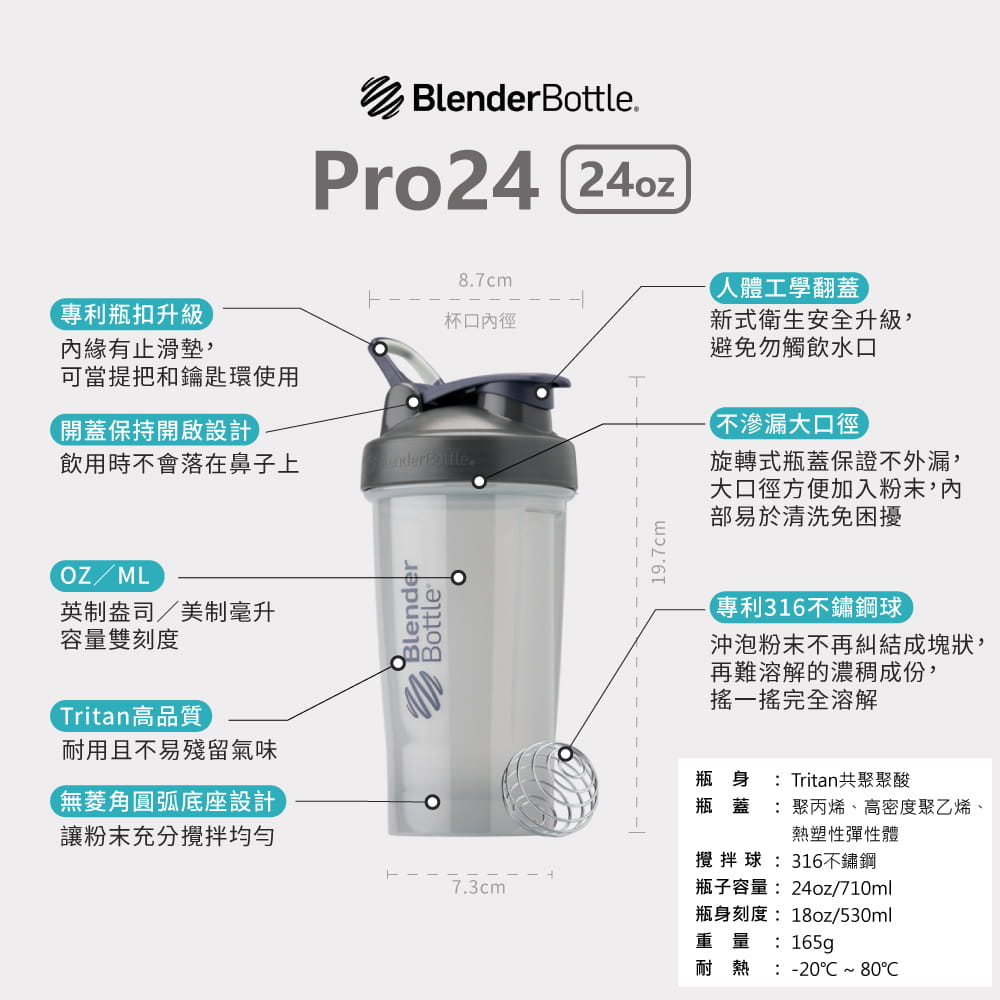 【Blender Bottle】Pro24系列｜Tritan｜限量特色搖搖杯｜24oz｜20色 10