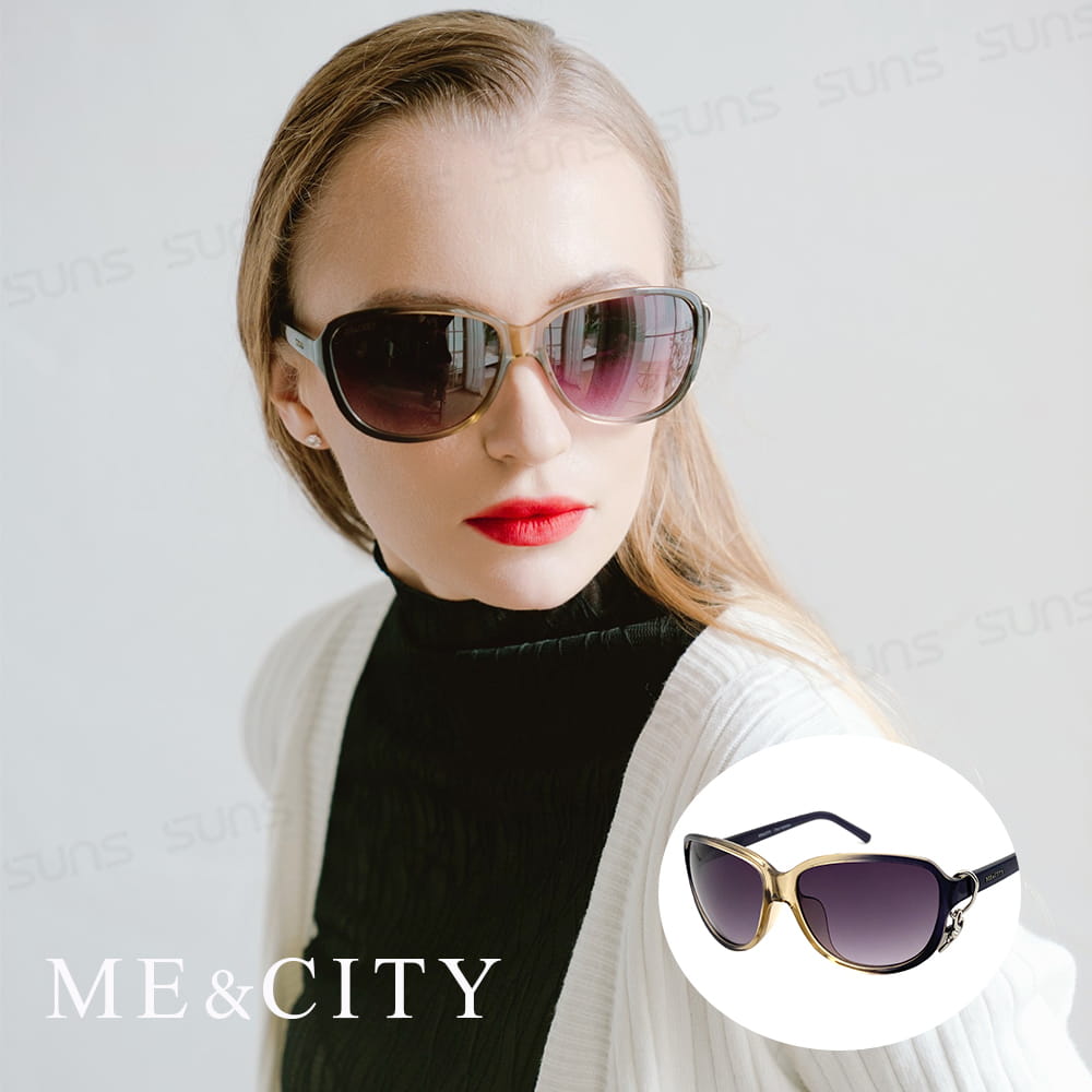 【ME&CITY】 甜美心型鑲鑽太陽眼鏡 抗UV (ME 120064 C102) 0