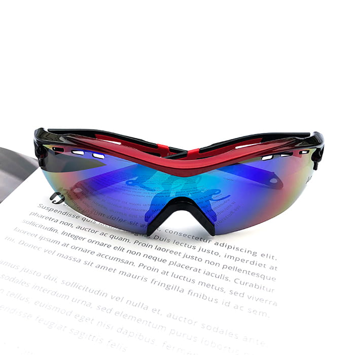 【suns】偏光運動太陽眼鏡 REVO電鍍 防霧排熱孔 (黑紅框/REVO綠) 5