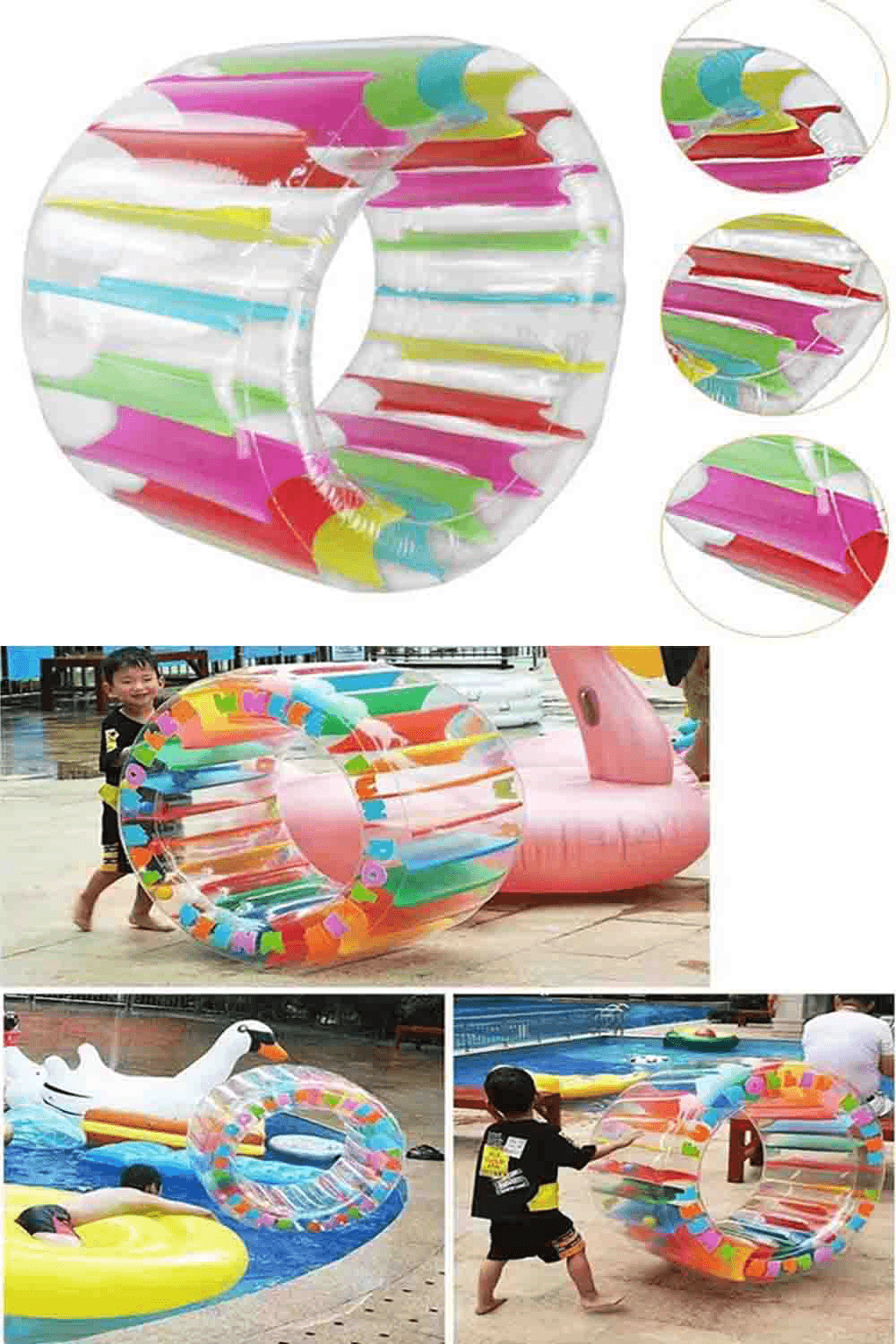 戶外充氣大滾筒 爬行彩虹滾輪 水上戲水互動 夏季游泳池戲水玩水 小號【SV61333】 6