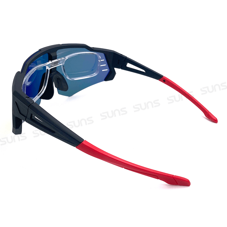 【suns】運動偏光太陽眼鏡 含內視鏡 黑框紅水銀 REVO電鍍 抗UV400 12