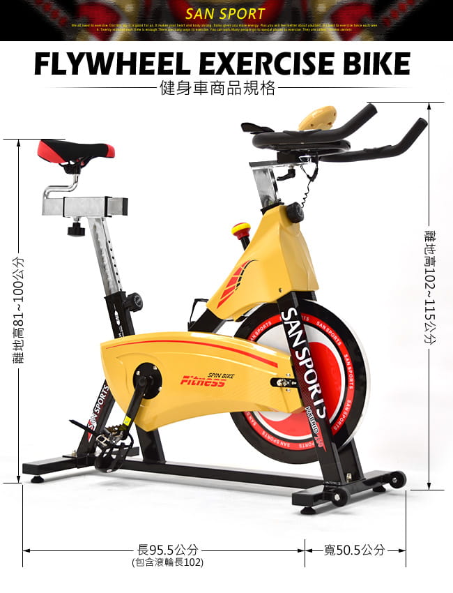 【SAN SPORTS】武士18公斤磁控飛輪車18KG飛輪健身車 13