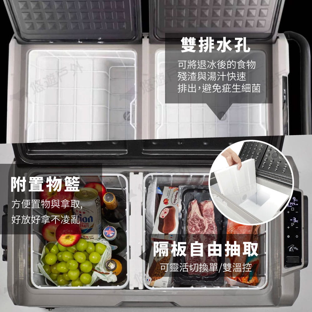 【艾比酷】雙槽雙溫控車用冰箱LG-D60 (悠遊戶外) 5